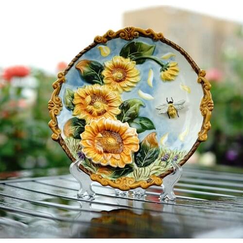 Porcelain Relief Painting Plate Wall Plate Ceramic Crafts Neoclassical Home Decor Hanging Plate Wall Decoration Art Plate Gift