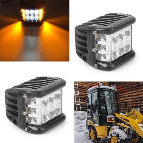 Fuleem 2PCS 4INCH 45W Triple Row LED Pods Off Road Spot Flood Combo Beam Dual Side Cubes Work Light Driving for Trucks ATV SUV