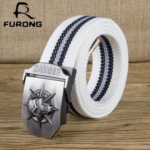 FURONG Danger Canvas Belt Men 8 Colors Luxury Adjustable Straped Thicken Military Equipment Tactical Belt For Mens Jeans R054
