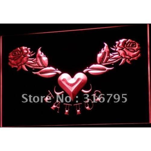 I703 Tattoo Heart Rose Love Open LED Neon Light Light Signs On/Off Swtich 20+ Colors 5 Sizes