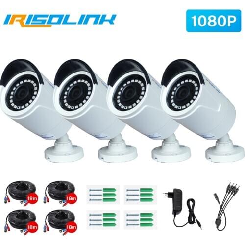 Irisolink Video Surveillance Camera 4pcs/lot 1080P AHD Security Camera 60ft BNC&DCplug Waterproof Bullet Camera for CCTV System