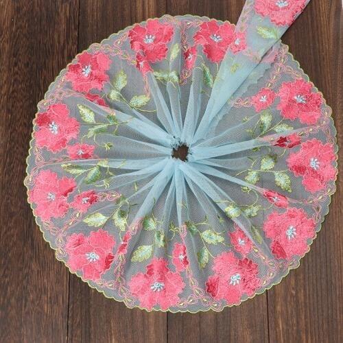 Beautiful 1m/lot Peacock Feather Embroidery Flowers Lace Clolth Doll Fabric, DIY Collar Lace Fabrics for Sewing Supplies Crafts