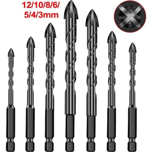 Cross Hex Tile Bit Glass Ceramic Concrete Hole Opener 1/4" Alloy Hex Shank Drill Bit 3/4/6/8/10/12mm Drill Bits For Metal Wood