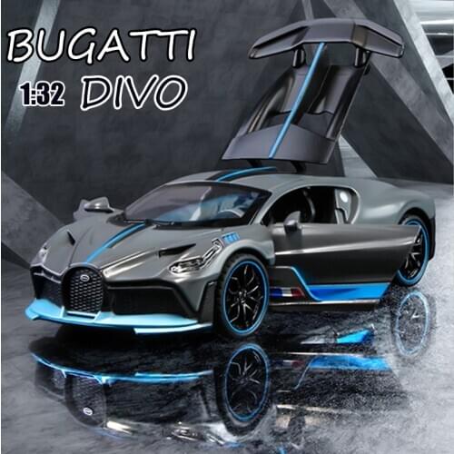1:32 Alloy Bugatti DIVO Super Sports Car Model Toy Die Cast Pull Back Sound Light Toys Vehicle For Children Kids Christmas Gift
