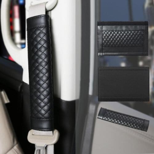2PCS Car Seat Safety Belt Covers Accessories Interior PU Leather Driving Shoulder Comfort and Breathable Protection Padding Pad