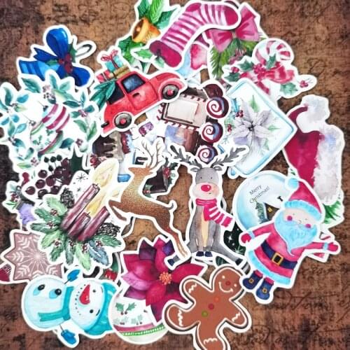 33pcs Colorful Christmas sticker Kawaii Santa Claus/Snowman/Christmas Tree Notebook Planner very thin / New Year Gift Stickers