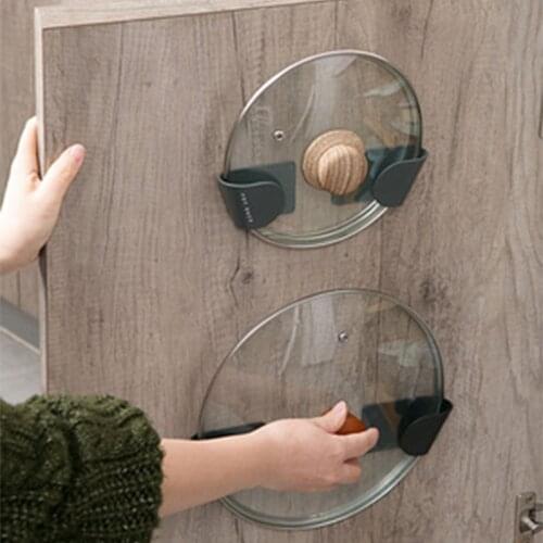 2pc Kitchen Pot Cover Shelf Wall Hanging Multi Functional Shelf for Putting Pot Cover Wall Hanging Storage Kichen Organizer