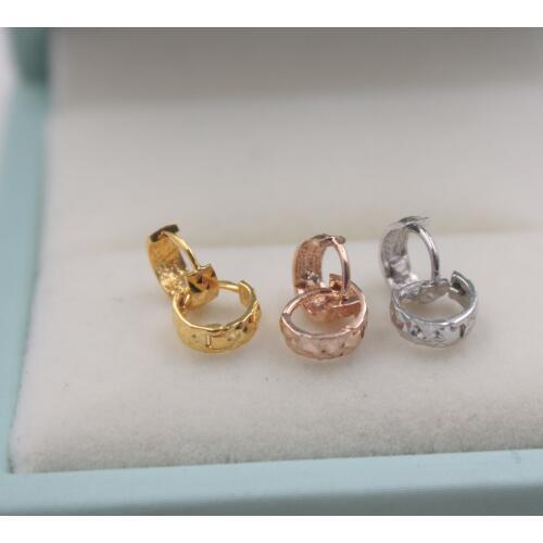 Real 18K Rose Yellow Gold Elegant Earrings Au750 Jewelry Simple Party Star Hoop Earrings For Women Girl Within 1g (Very Small)
