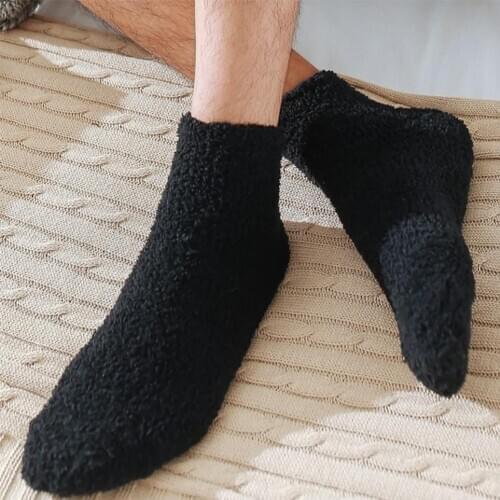 Winter Mens Super Thick Warm High Quality Harajuku Casual Socks Floor Socks Socks Wool Retro Fleece Coral P8M6