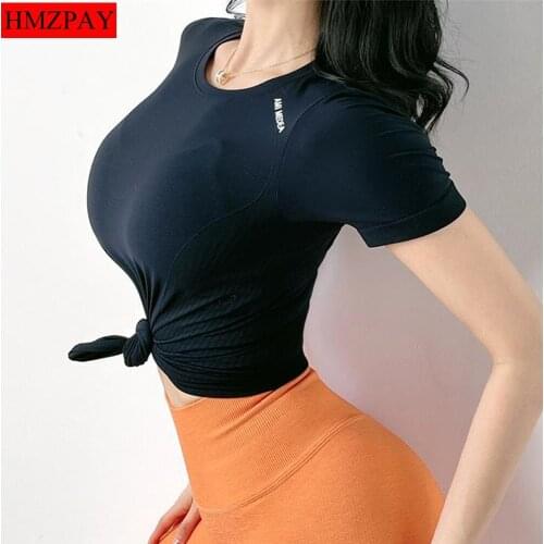 New Sports Top Womens Short-Sleeved Slim Quick-Drying Clothes Running Fitness O-Neck T-Shirt Was Thin Yoga Clothes Summer Thin