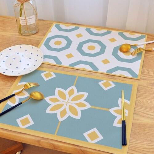 European-style Placemat Oil-proof Table Mat Waterproof Tableware Pad for Restaurant Dining Room Geometric Cup Coaster Home Decor