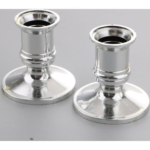 2 Pcs Plated Candlestick Votive Candles Holder Plastic Pillar Candle Stick For Candles Tapers Christmas Party Decor For Wedding