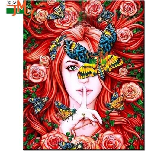 Full Square Round Drill Diamond Painting Fantasy Flower Woman 5D DIY Diamond Embroidery Mosaic Butterfly Fairy Decor Painting