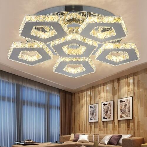 Luxurious atmosphere modern minimalist LED living room bedroom restaurant stainless steel crystal ceiling lighting