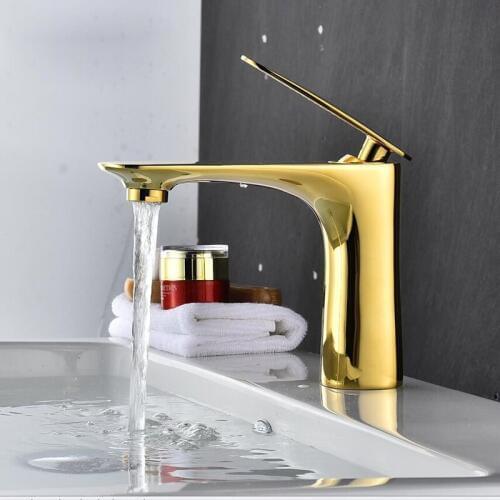 Bathroom Basin Faucets Gold/Red/Orange/White/Chrome Brass Unique Design Sink Mixer Taps Hot and Cold Waterfall Basin Faucet