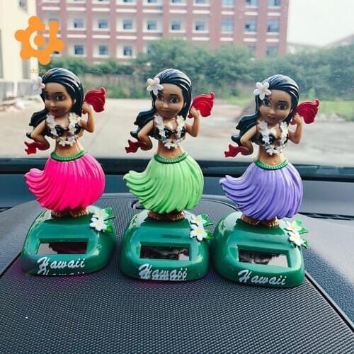 3Pcs or 6Pcs Solar Car Interior Toy Girl Dancer Hawaii Luau Party Car Dashboard Bobbleheads Bobble Toy Decoration