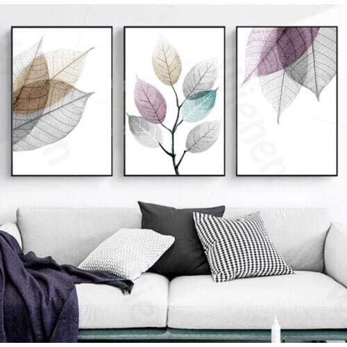 Modern Minimalist Decor Poster Abstract Transparent Leaf Canvas Painting Wall Artist Home Decoration Living Room Mural Picture