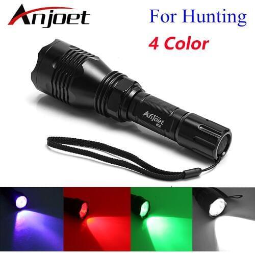 Anjoet 802 CREE XM-L2 500Meters Long Range Tactical Flashlight Light White/Green/Red/blue light Flashlight Remote