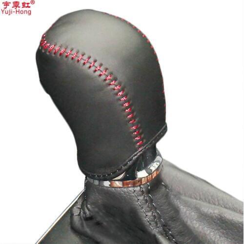 Yuji-Hong Car Gear Covers Case for Skoda Yeti Spaceback 2016 Automatic Shift Collars Genuine Leather Hand-stitched Car Styling