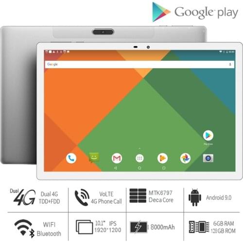 Tempered 2.5D Glass 10.1 inch Tablet PC 4G LTE 6GB RAM 128GB ROM Android 9.0 Deca Core 13MP Bluetooth WiFi GPS Tablets Gifts