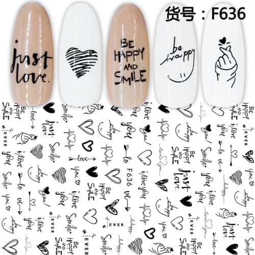 1PC 3D Nail Sticker Abstract Geometric Animal Letter stickers for nail Foil Love Heart Design Nails Accessories Manicure Sticker
