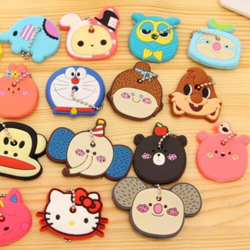1pcs Personalized Net Red Key Case Cute Cartoon Cartoon Creative Couple Soft Rubber Silicone Key Case Keychain Protective Case