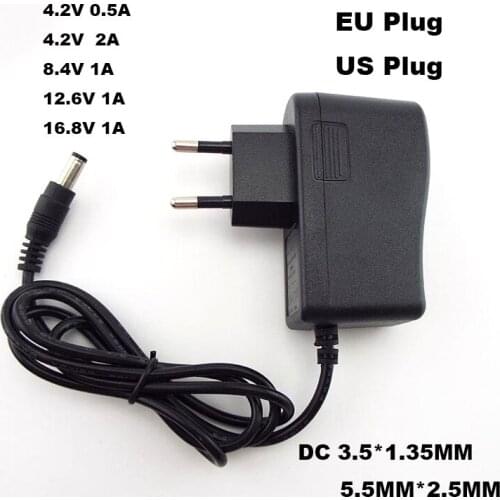 AC 100-240V DC 4.2V 8.4V 12.6V 16.8V 1A 1000MA Power Supply Adapter 8.4 12.6 16.8 V Volt Charger for 18650 Lithium Battery U26 V