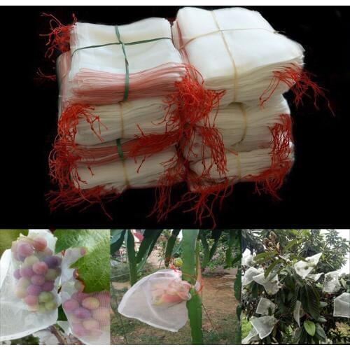 100PCS 25cm*25cm Anti Bird Bags Garden Plant Fruit Protection Netting Drawstring Net Mesh Bag For Agriculture Farm Pest Reject