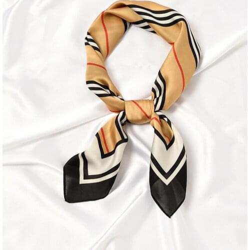 2021 New 70x70cm Women Multifunction Polyester Silk Head Scarf Elegant Stripes Prints Casual Small Square Wraps Scarves Shawls