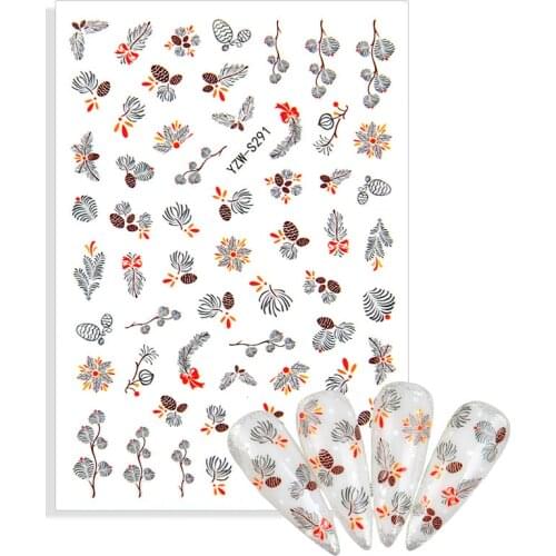 3D Back Glue Decal Decorations Christmas Stickers For Nails Black Leaf Linear Adhesive Decals Slider Manicure Tools Tips Beauty