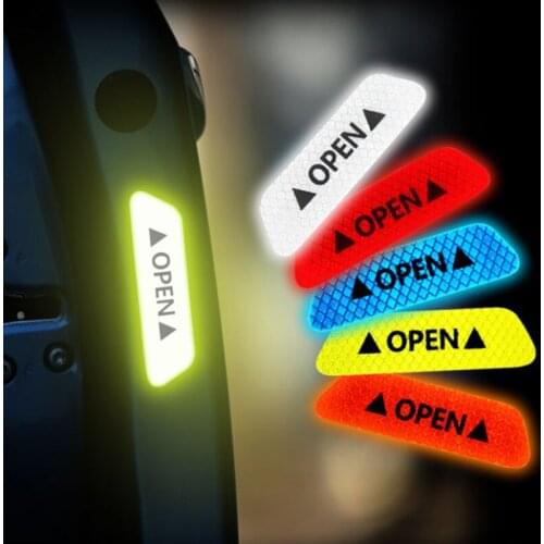 4Pcs Warning Mark Reflective Tape Universal Exterior Accessories Car Door Stickers for Ford Focus 2 3 4 Mondeo Ecosport Fiesta