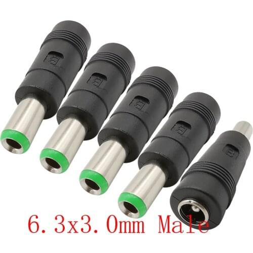 5/10pcs DC Power Plug Jack Adapter 5.5 x 2.1mm Female to 6.3 x 3.0mm Male DC Connector Converter for Notebook Laptop