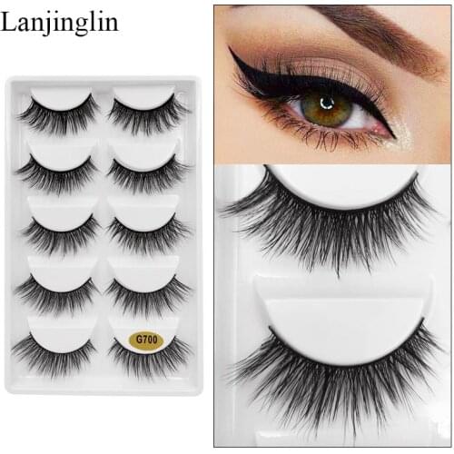5Pairs 3D Mink Lashes False Eyelashes Natural/Thick Long Eye Lashes Handmade Faux Cils Makeup Tool Extension maquiagem G700