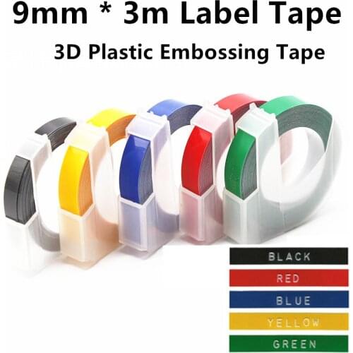 5Pcs Label Maker Compatible for 3D Dymo Label Tapes Multicolor 9mm Printer Ribbon Motex E101 1610 Label Machine Tapes