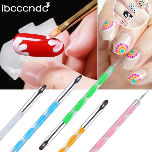 5pcs/set Nail Art Design Brush Pen Double Head Dotting Pen Manicure Tools Painting Pen Nail Art Rhinestones Tool Random Color
