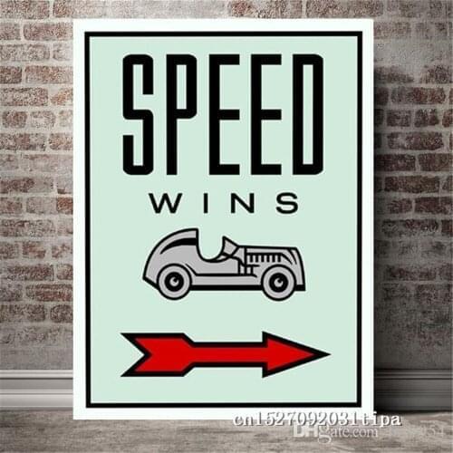 Alec SPEED WINS 1 Panel Abstract Wall Art Oil Painting Poster Canvas Painting Print Pictures for Living Room Home Decor