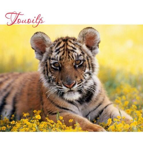 Touoilp Diamond embroidery 5d diy "tiger Daisy"diamond painting full diamond mosaic puzzle picture of rhinestones cross-stitch