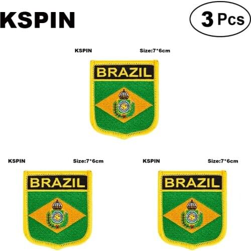 Brazil Shiled Shape Flag Patches National Flag Patches For Cothing DIY Decoration