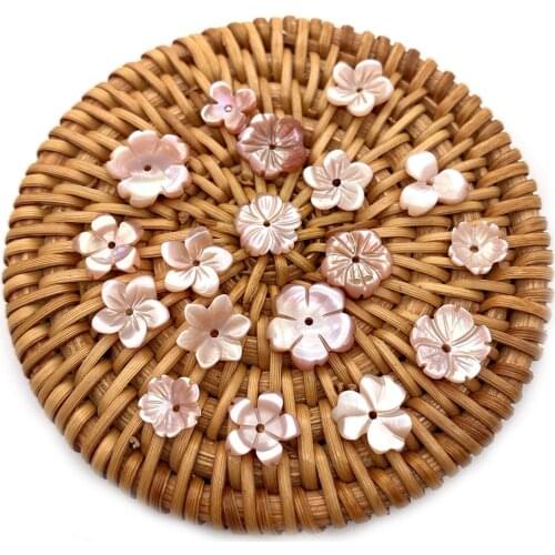 Natural Shell Pollen Beads Carved Camellia Peach Blossom Pendant Ladies DIY Jewelry Making Necklace Bracelet Jewelry Wholesale