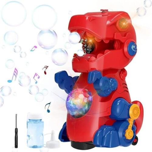 Dinosaur Bubble Machine For Kid With Sound And Lights Outdoor Toy Electric Bubble Blower Toy Summer Soap Water Bubble Maker