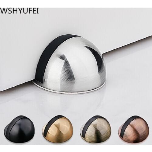Home Bedroom Bathroom Non Punching Sticker Hidden Stainless Steel Rubber Door Stopper Floor Mounted Nail-free Door Stops