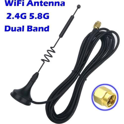 Dual Band WiFi Antenna 7dbi ,2.4GHz 5.8GHz Magnetic Base for PCIe Card USB Adapter Wireless Router Access Point Client IP Camera