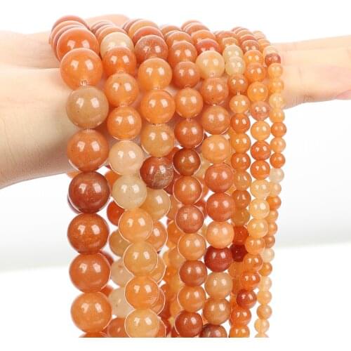 Smooth Red Aventurine Quartz Natural Stone Beads Round Loose Beads For Jewelry Making DIY Bracelet Necklace Strand 4/6/8/10/12MM