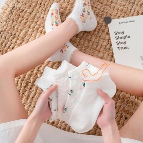 Cotton Womens Socks Spring and Summer Retro Cotton Socks Women Sweet Summer Socks Slippers Women Casual Socks Harajuku Style