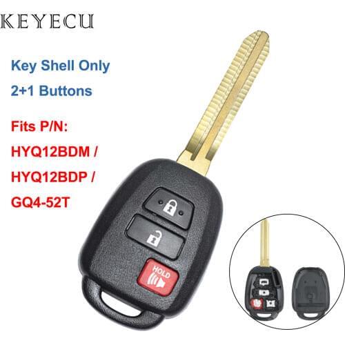 Keyecu Remote Key Shell Case 3 Buttons for Toyota Highlander Prius C V Scion tC iQ Base / EV, HYQ12BDM / HYQ12BDP / GQ4-52T