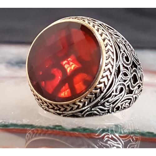 925 sterling Silver Zircon Stone Round Men Rings