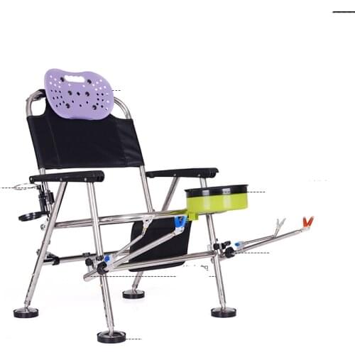 Multifunctional fishing chair outdoor leisure stainless steel fishing stool bearing 300kg wih Fishing bait Fixture & bag