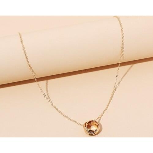 Fashion Geometric Circles Pendant Necklace for Women Simple Gold Silver Color Clavicle Chain Statement Charm Necklace Jewelry