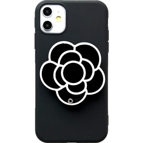 Girl Fashion Camellia Flower Make Up Mirror Soft Black Phone Case Cover For Iphone 12 Mini 11 Pro XS Max XR X 6 6S 7 8 Plus SE