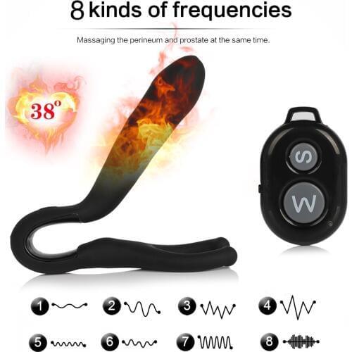 Heating Vibrator Anus Prostate Massage Vibrator USB Charge Wireless Remote Dildo Vibrator Penis Scrotum Stimulator Adult SexShop